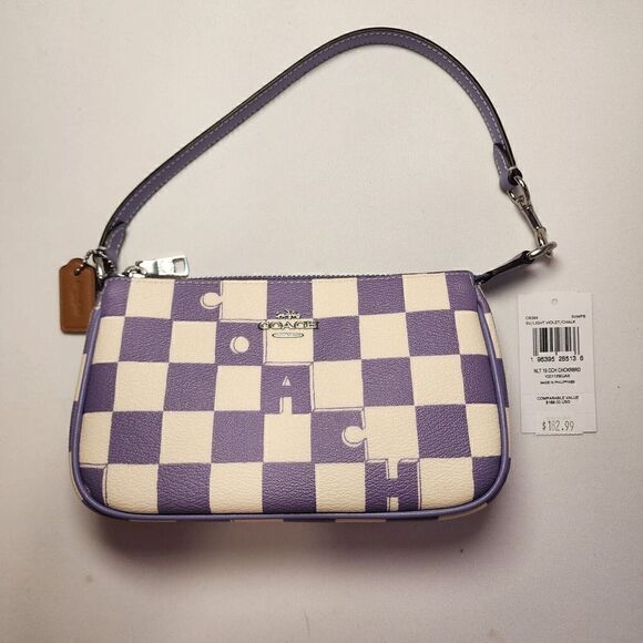 NWT Coach CR394 Nolita 19 Checkerboard Print in Light Violet Chalk - Picture 1 of 3